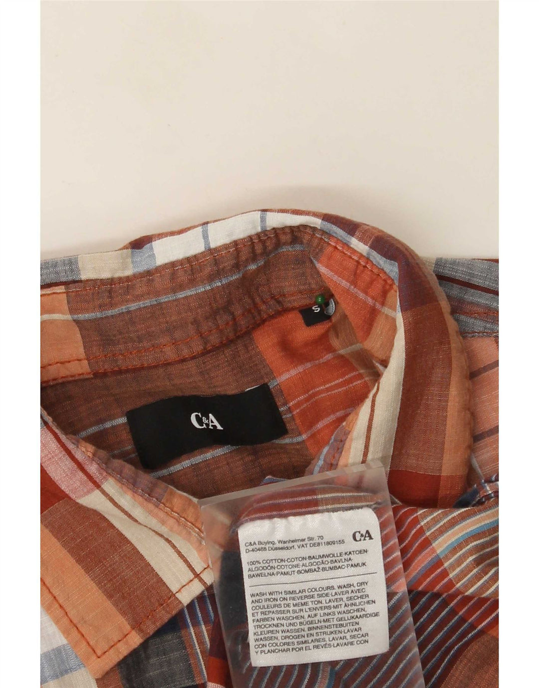 C & A Camisa De Manga Corta Para Hombre De Algodón Con Cuadros Multicolores