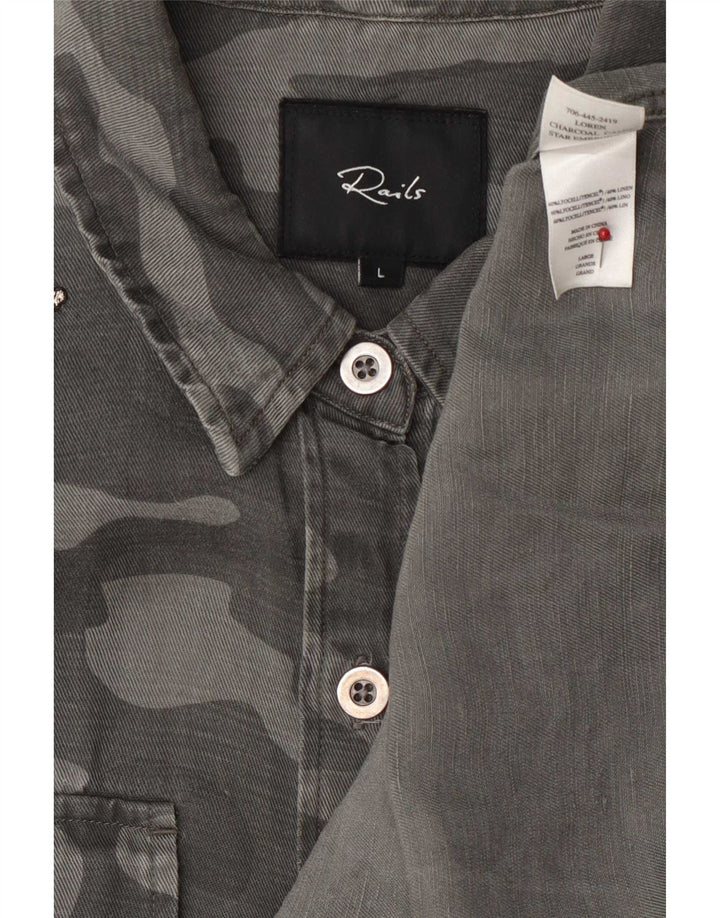 Camisa Vaquera Rails Mujer Lyocell Camuflaje Gris Grande