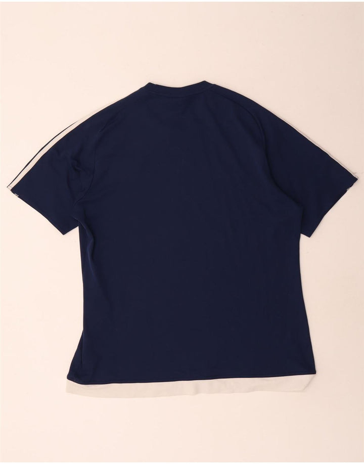 Adidas Hombre Climalite Camiseta Top Grande Azul Marino Colorblock Poliéster