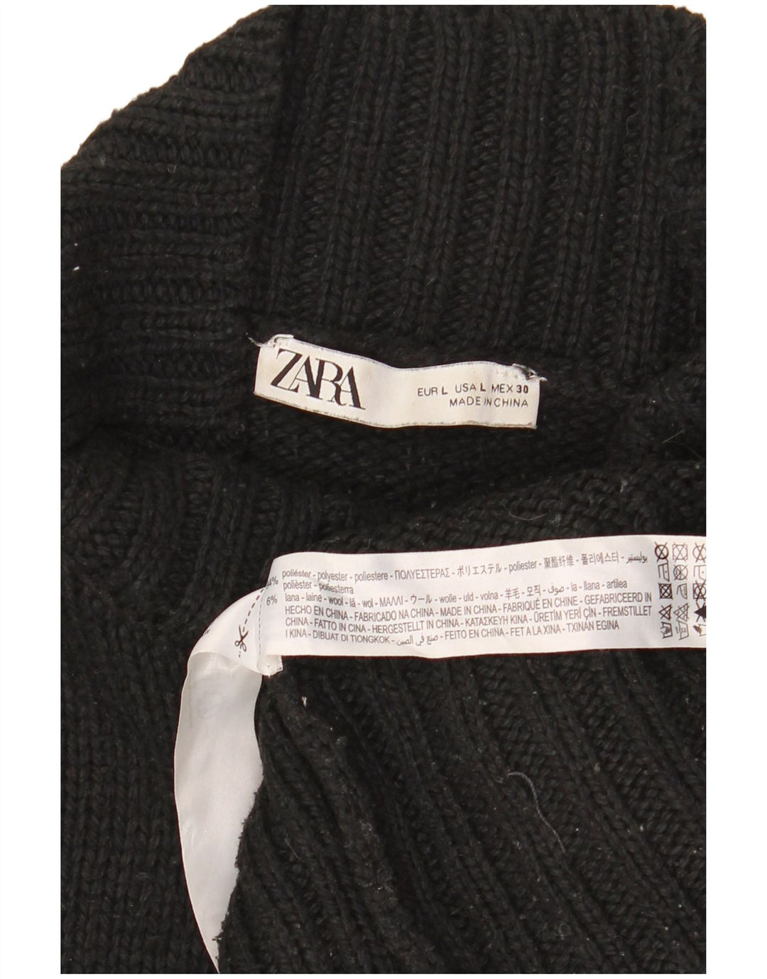 Zara Mujer Suéter De Cuello Alto De Gran Tamaño UK 46 Grande Negro