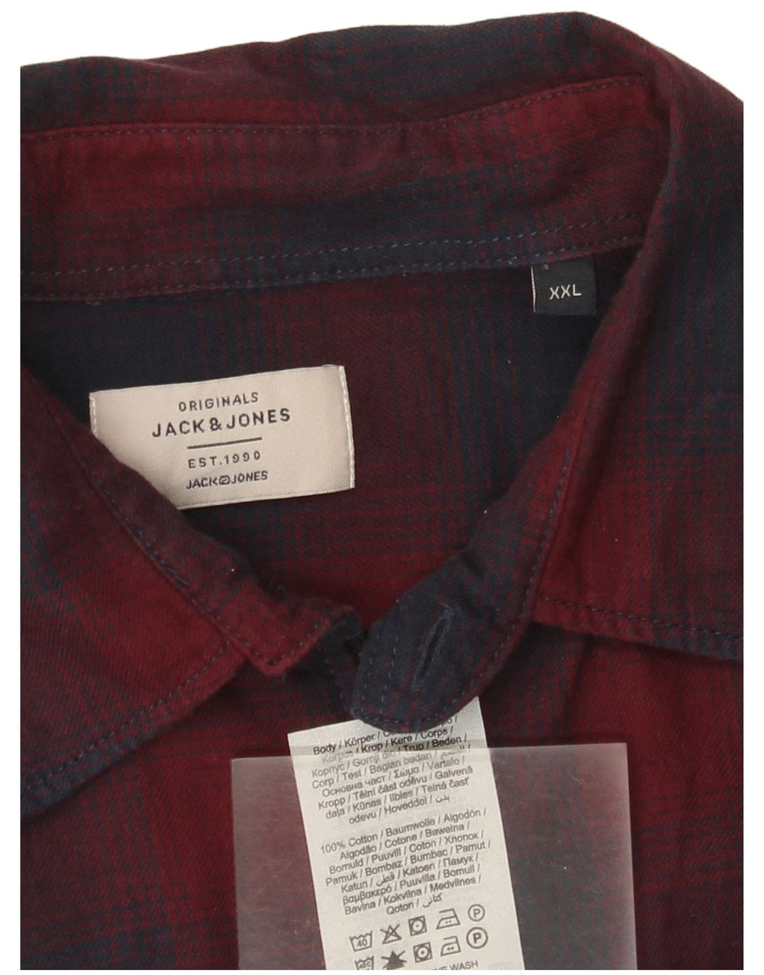 Jack & Jones Camisa De Franela Hombre 2XL Algodón A Cuadros Rojos