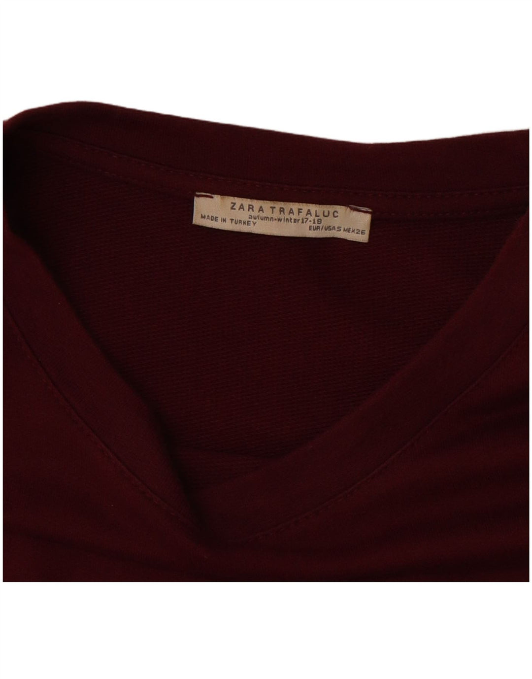ZARA Blusa extragrande para mujer Top UK 10 Small Borgoña Algodón