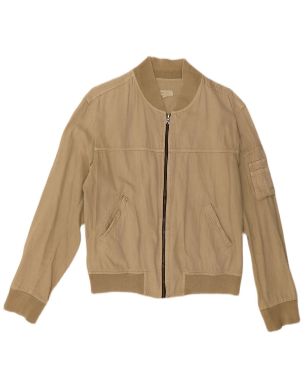 Vintage mujer bombardero chaqueta Reino Unido 16 algodón beige grande