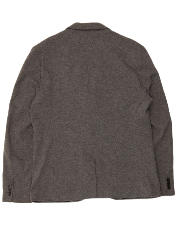 Vintage hombres 2 botones Blazer chaqueta Reino Unido 38 algodón gris medio