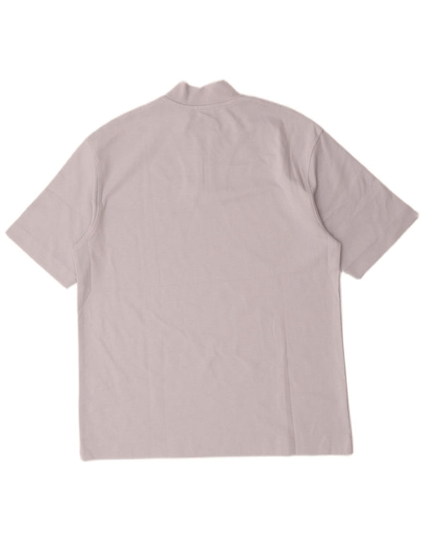 Zara Mens Zip Neck T-Shirt Top Medium Blue Cotton