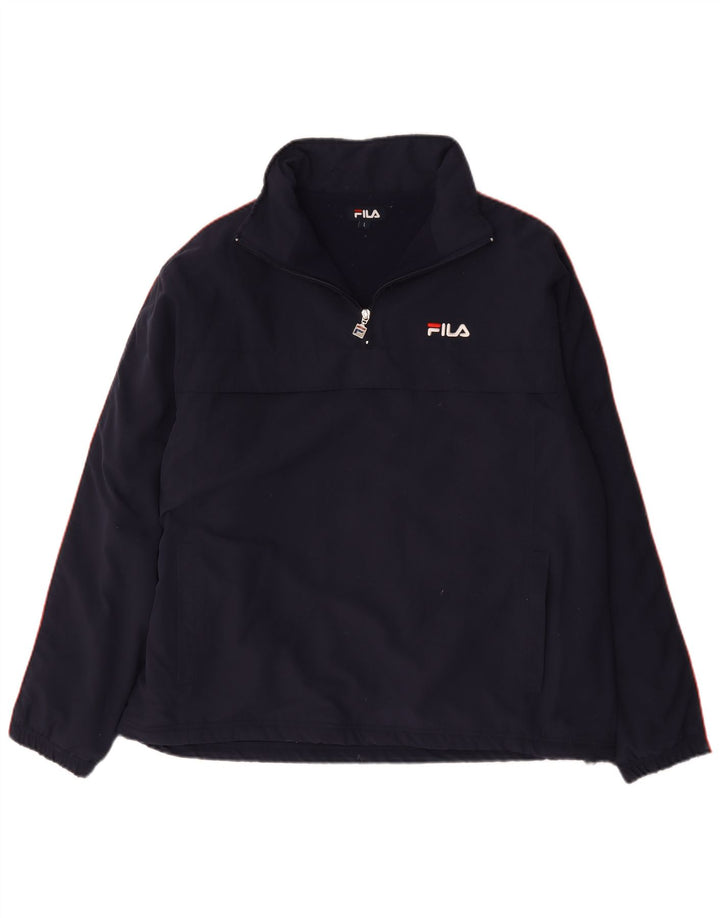 Fila Hombre Zip Neck Sudadera Jumper Grande Azul Marino Poliéster