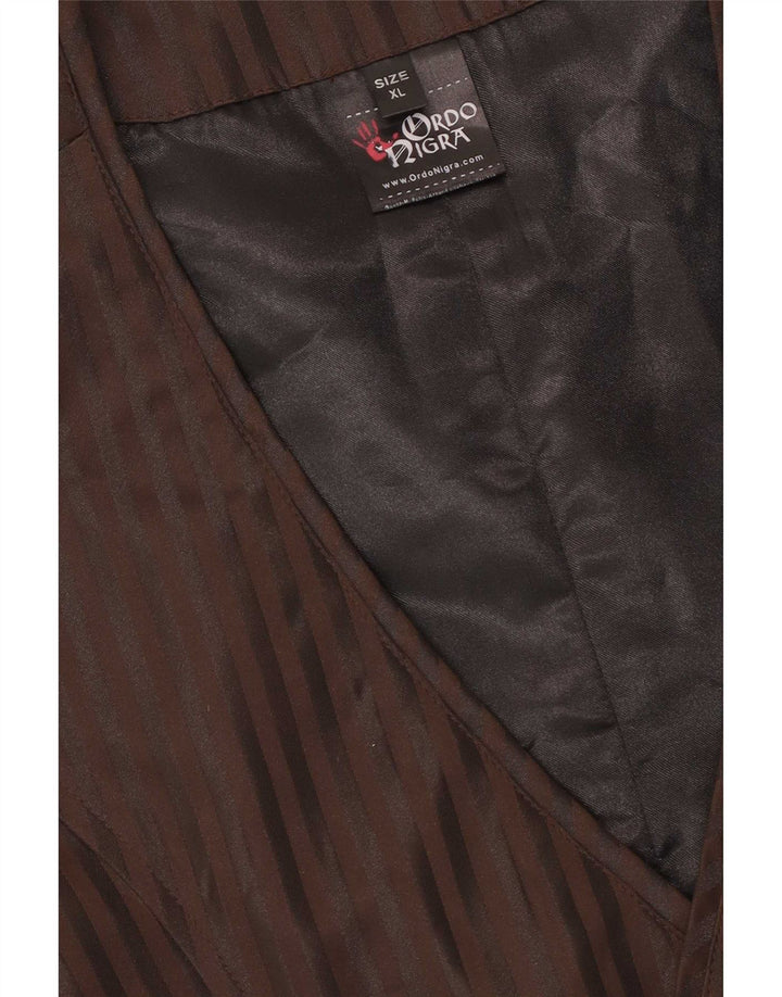 Chaleco Vintage Hombre XL Poliéster Rayas Marrón