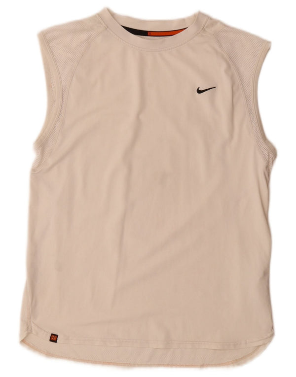Nike - Camiseta sin mangas para hombre, talla pequeña, poliéster blanco