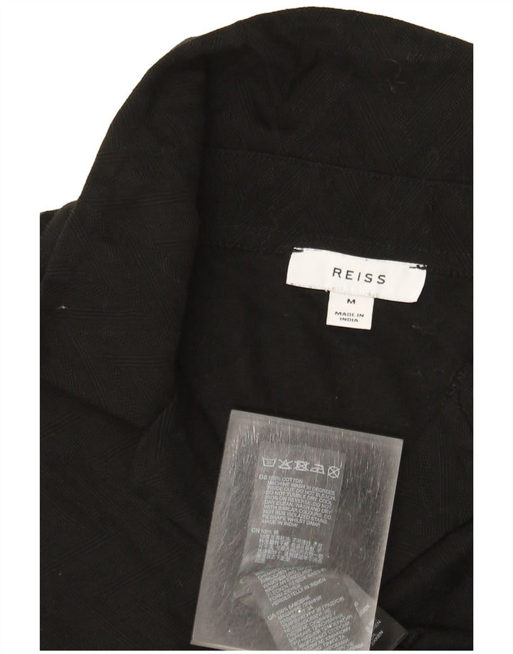 Camisa Reiss Hombre Algodón Geométrico Negro Mediano