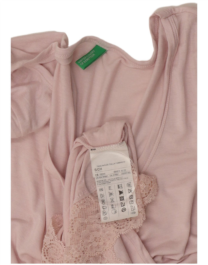 Benetton Vestido Recto Mujer UK 8 Small Viscosa Rosa