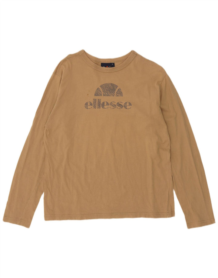 Ellesse Top gráfico para mujer de manga larga UK 46 Large Marrón