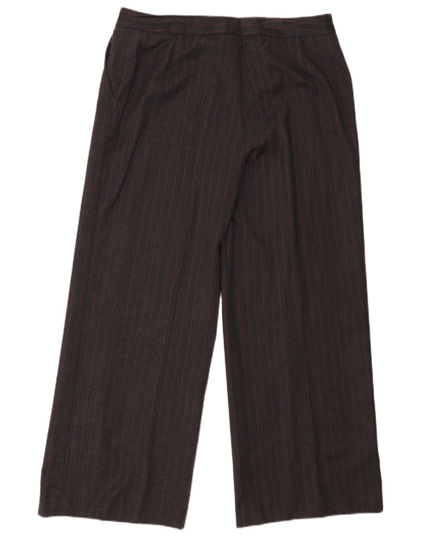 Jaeger Pantalones casuales de pierna ancha para mujer UK 40 Large W36 L29 Gris a rayas