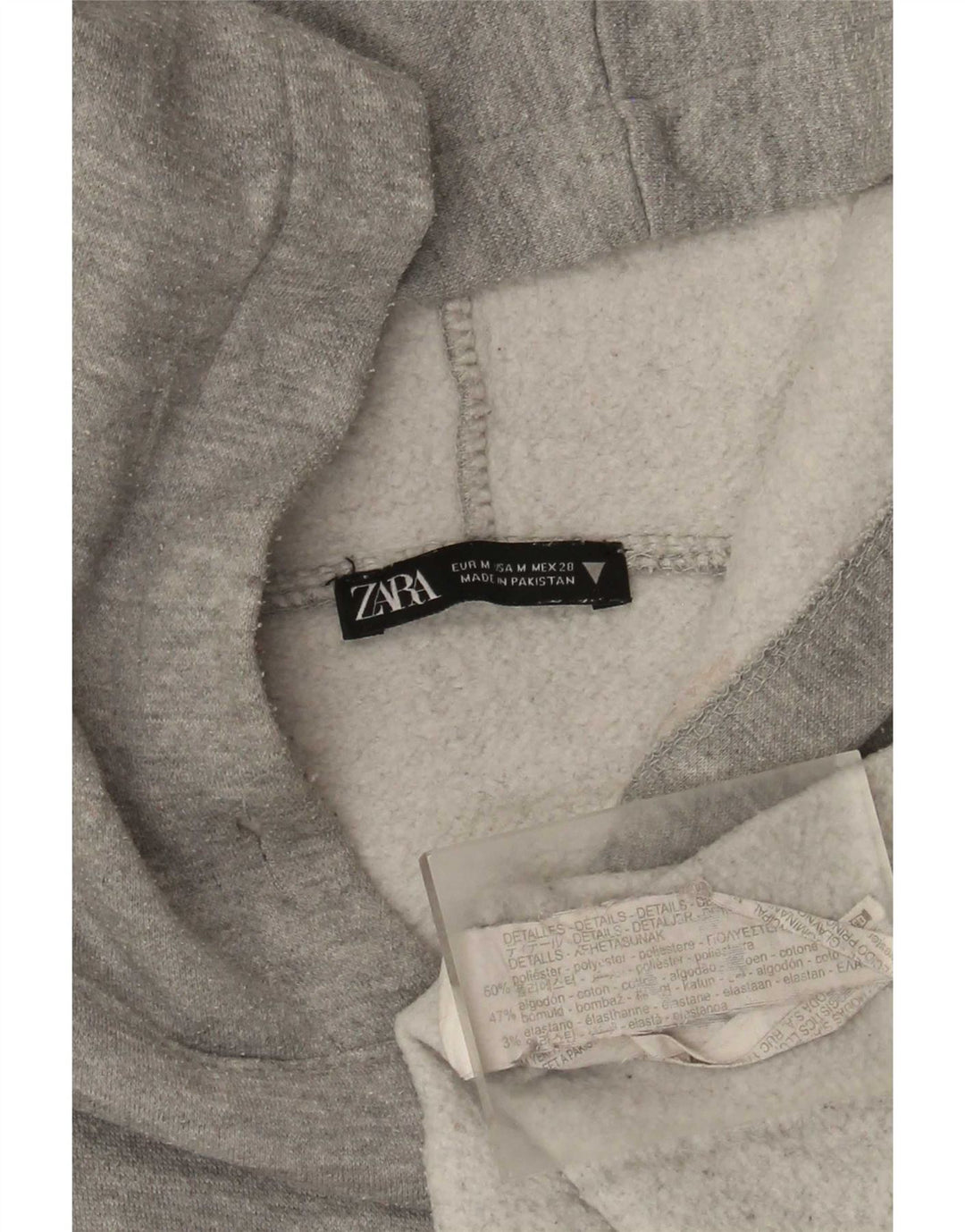 Zara Hombre Sudadera Con Capucha Jersey Gris Medio Poliéster
