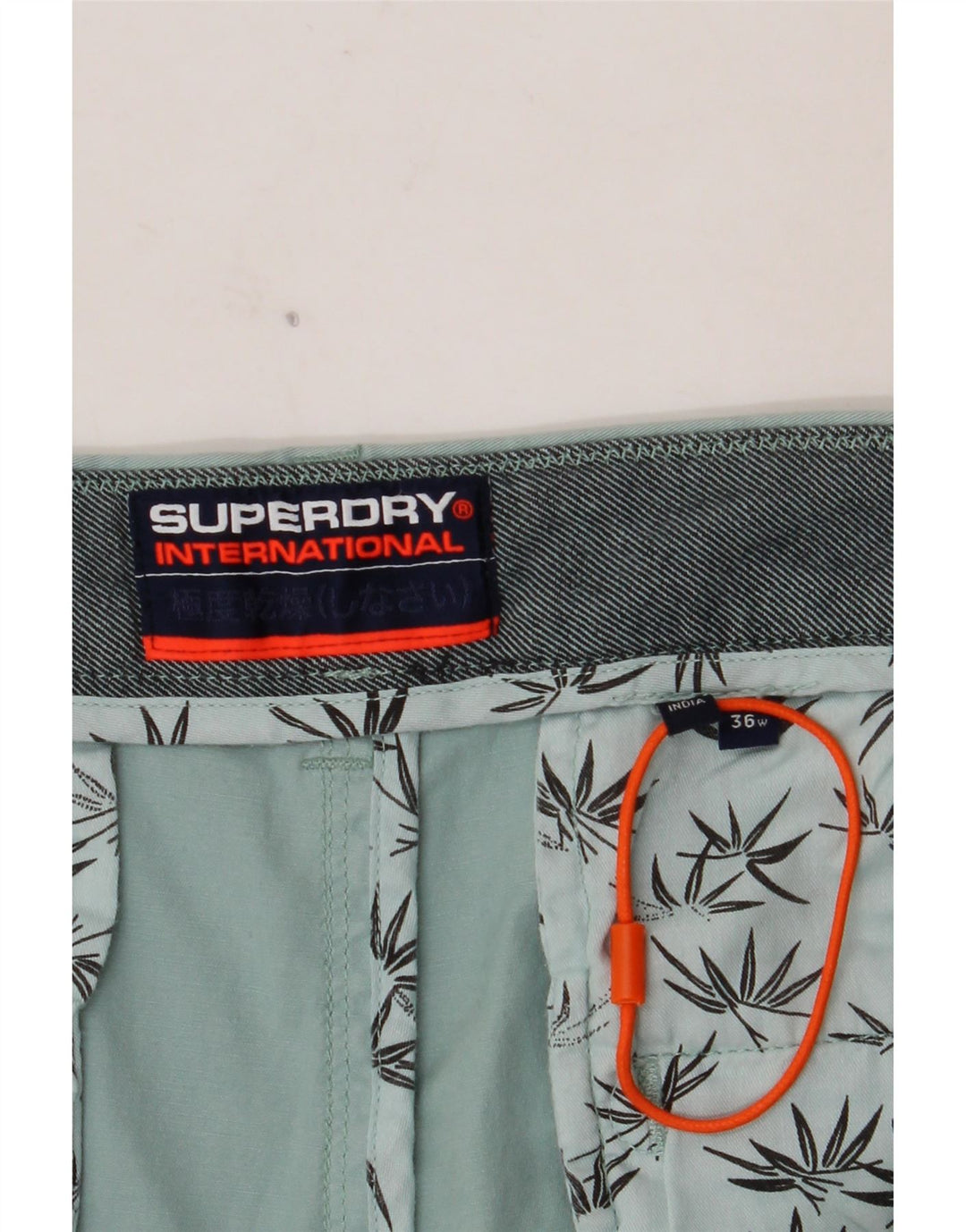 SUPERDRY Pantalones cortos chinos para hombre W36 Algodón azul grande