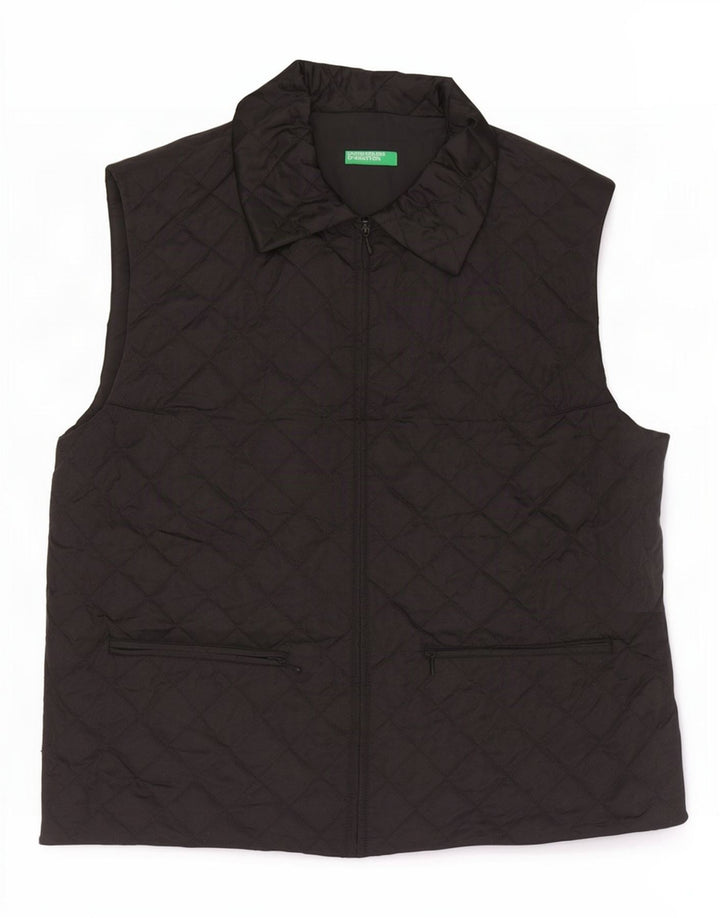 Benetton Chaleco Acolchado Mujer UK 46 Large Poliamida Negro