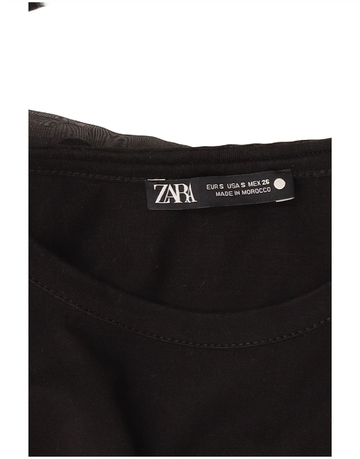 Zara Mujer Blusa Top UK 10 Small Negro