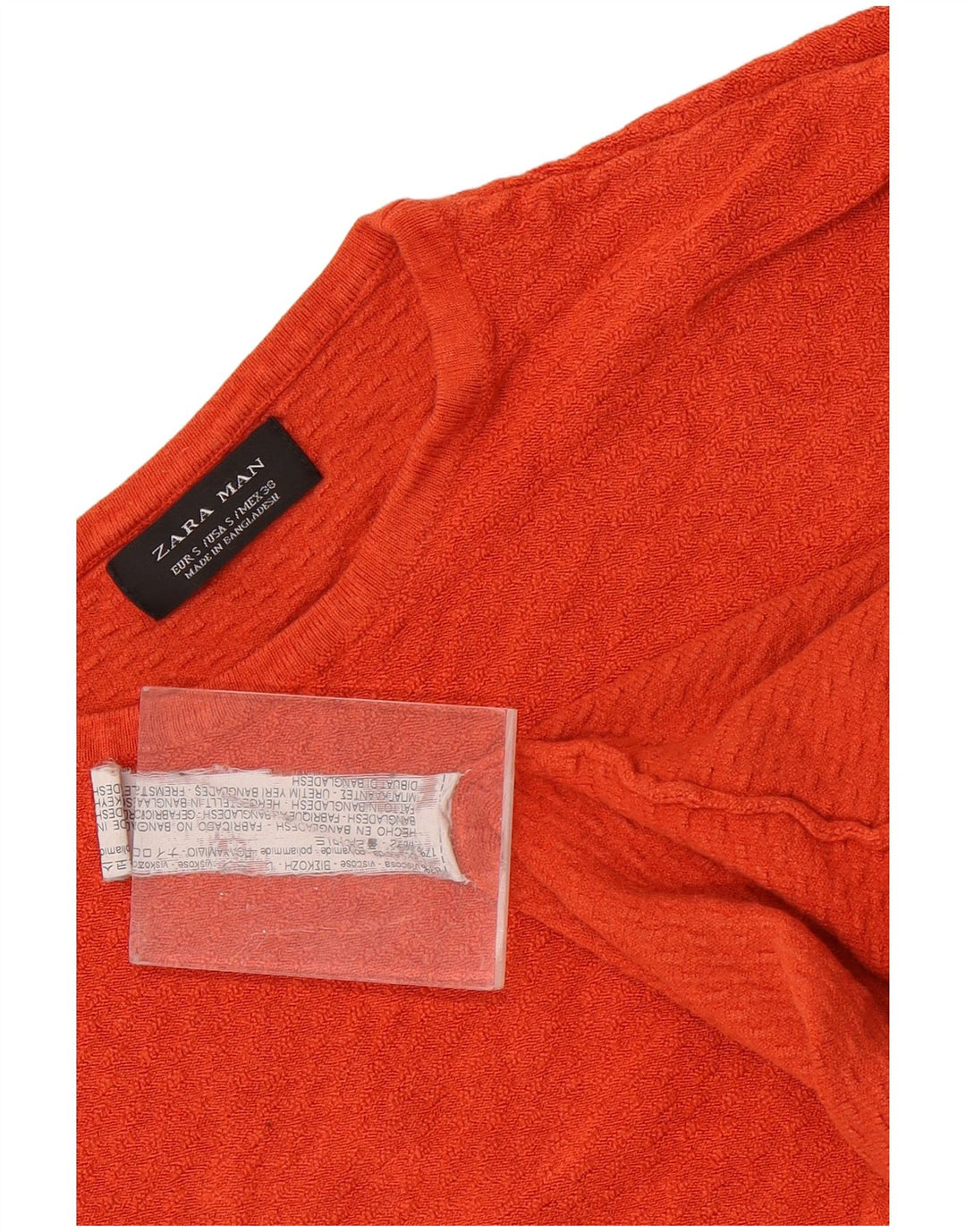 Zara Hombre Jersey Cuello Redondo Jersey Small Viscosa Naranja