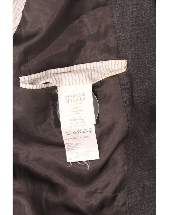 Marks & Spencer Chaqueta tipo blazer de 2 botones para hombre UK 40 Gris medio en espiga
