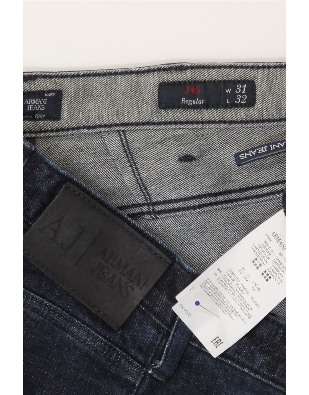 Vaqueros Armani Mujer Regular Rectos W31 L27 Azul Marino Algodón