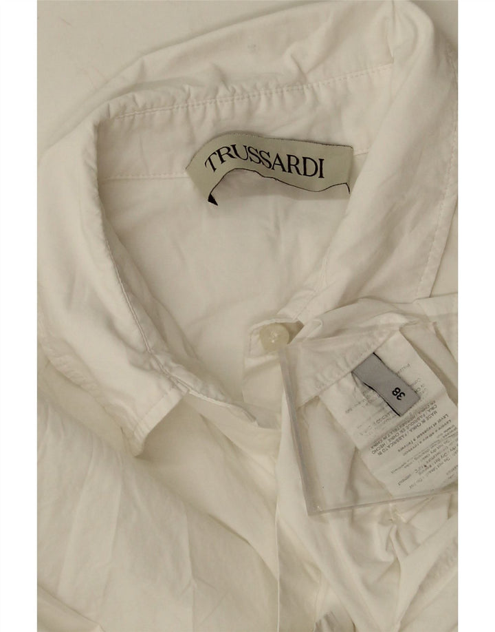 Camisa Trussardi Mujer Oversize IT 38 XS Algodón Blanco