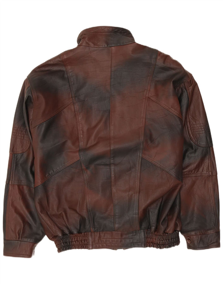 VINTAGE Chaqueta de cuero para hombre Reino Unido 40 Tinte de corbata marrón grande