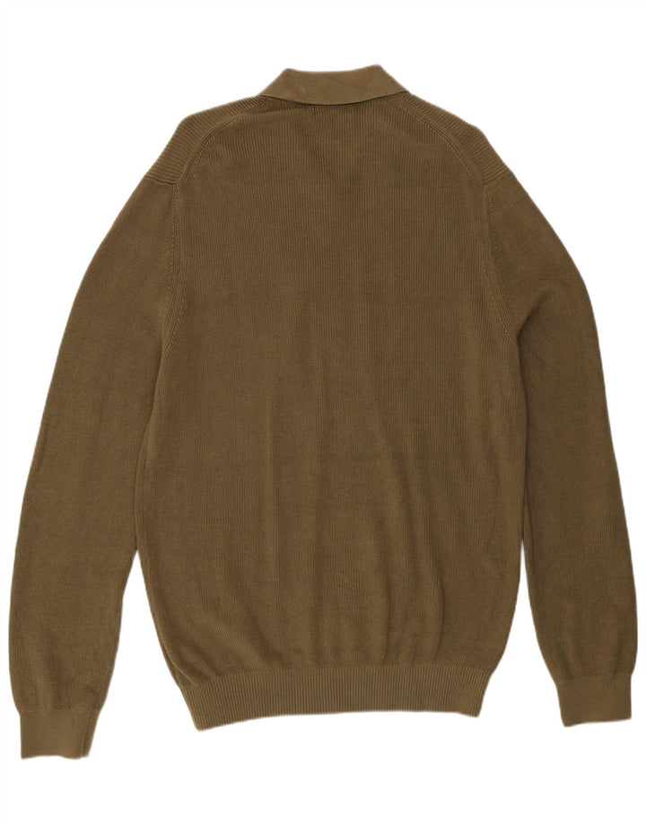 Massimo Dutti Jersey Hombre Cuello Polo XL Caqui Algodón