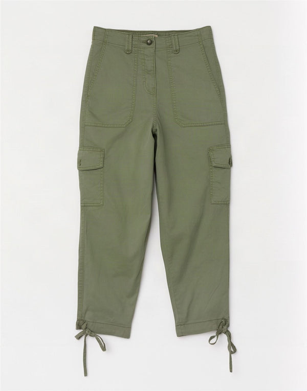 Pantalones Cargo Marks & Spencer Mujer Crop Medium W26 L23 Lyocell Verde