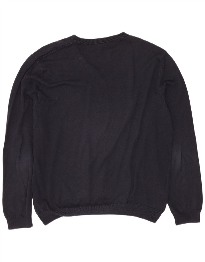 HUGO BOSS Jersey con cuello en V para hombre XL Azul marino Algodón