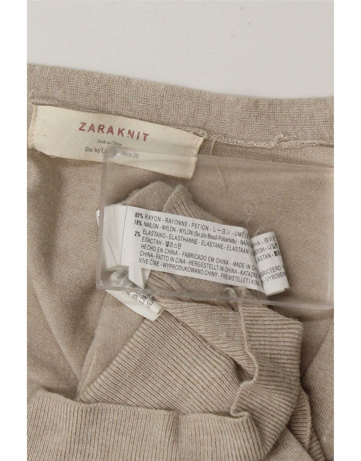 Zara - Cárdigan para mujer, talla 44, rayón beige medio