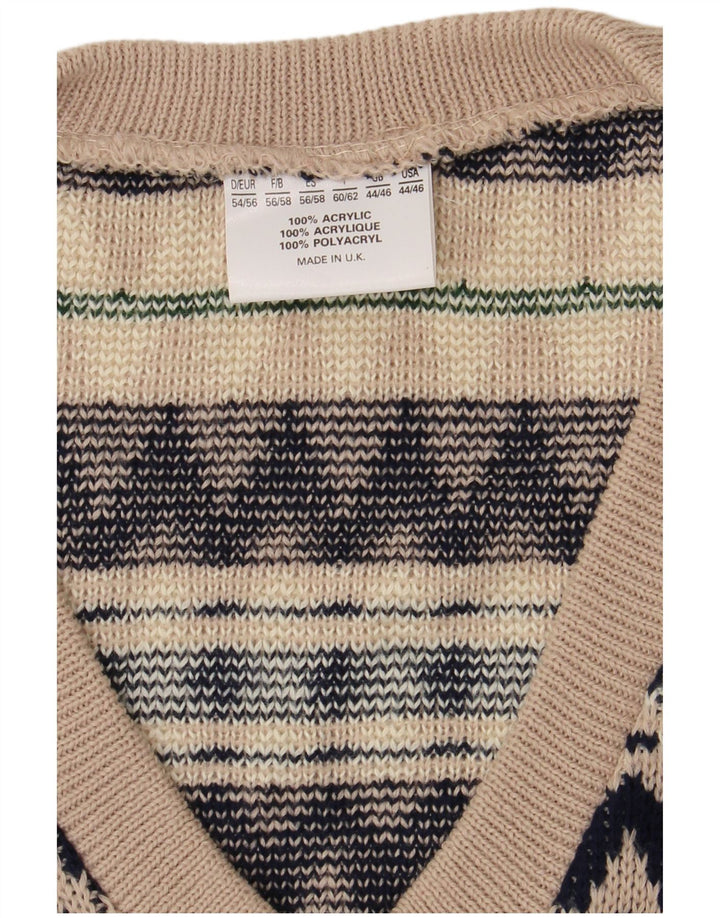 VINTAGE Chaleco para hombre Camiseta sin mangas Reino Unido 44/46 XL Azul Marino Fair Isle Acrílico