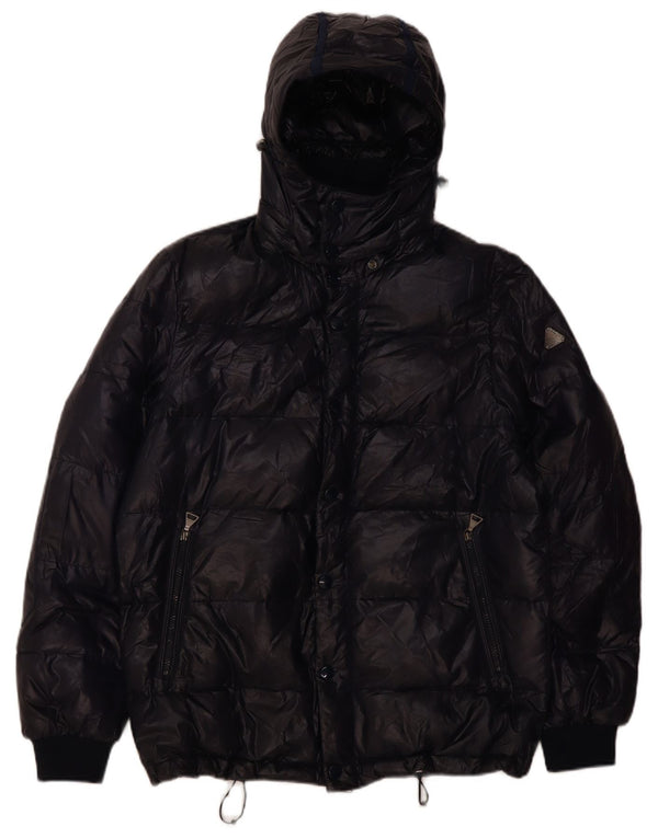 Belfe Chaqueta acolchada con capucha para hombre UK 38 Medium Azul marino Poliamida