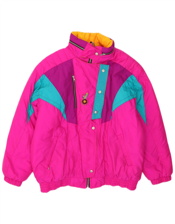 Chaqueta de esquí con capucha para mujer EU 46 XL Poliamida color block rosa