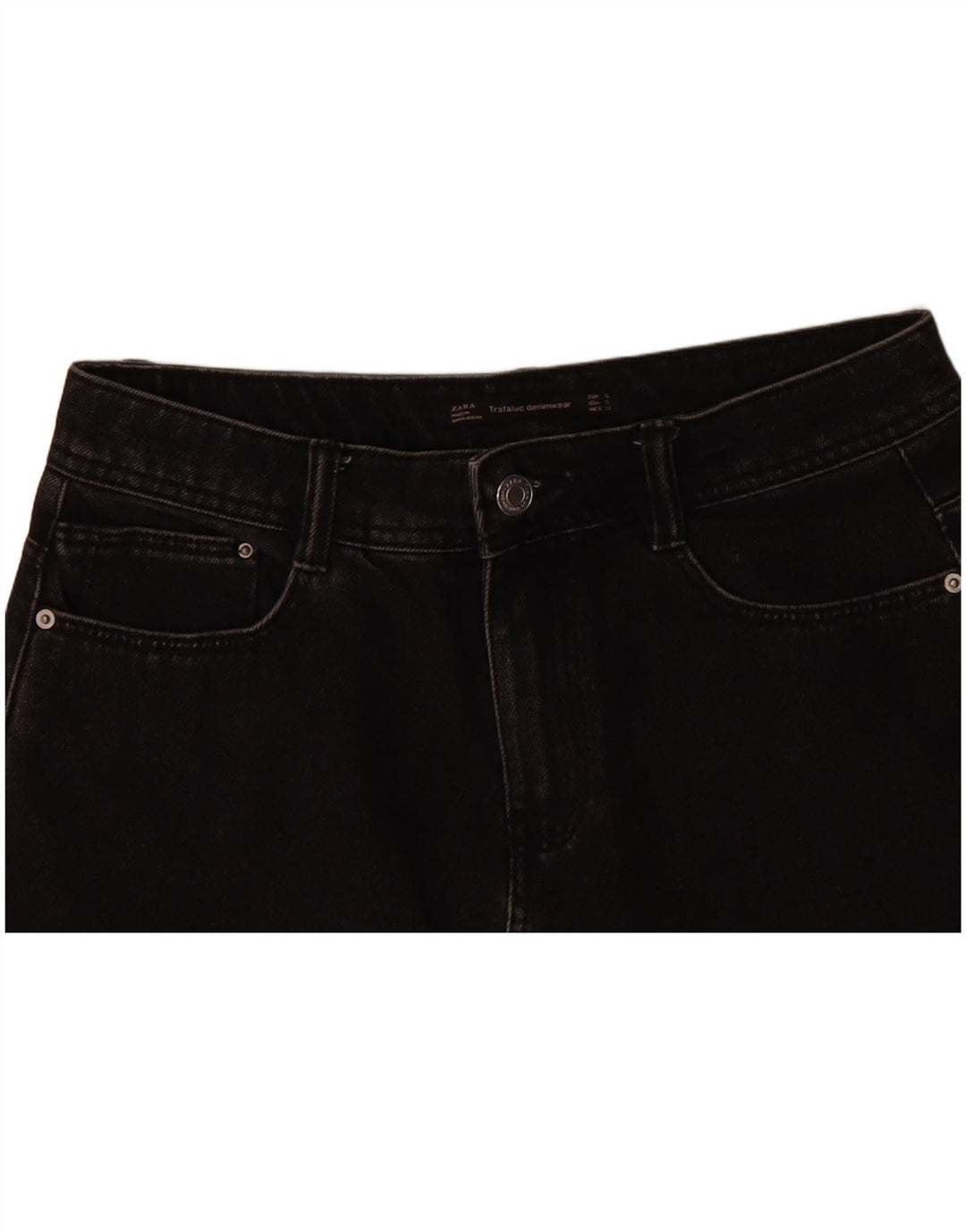 ZARA Womens Denim Skirt Small W27  Black Cotton
