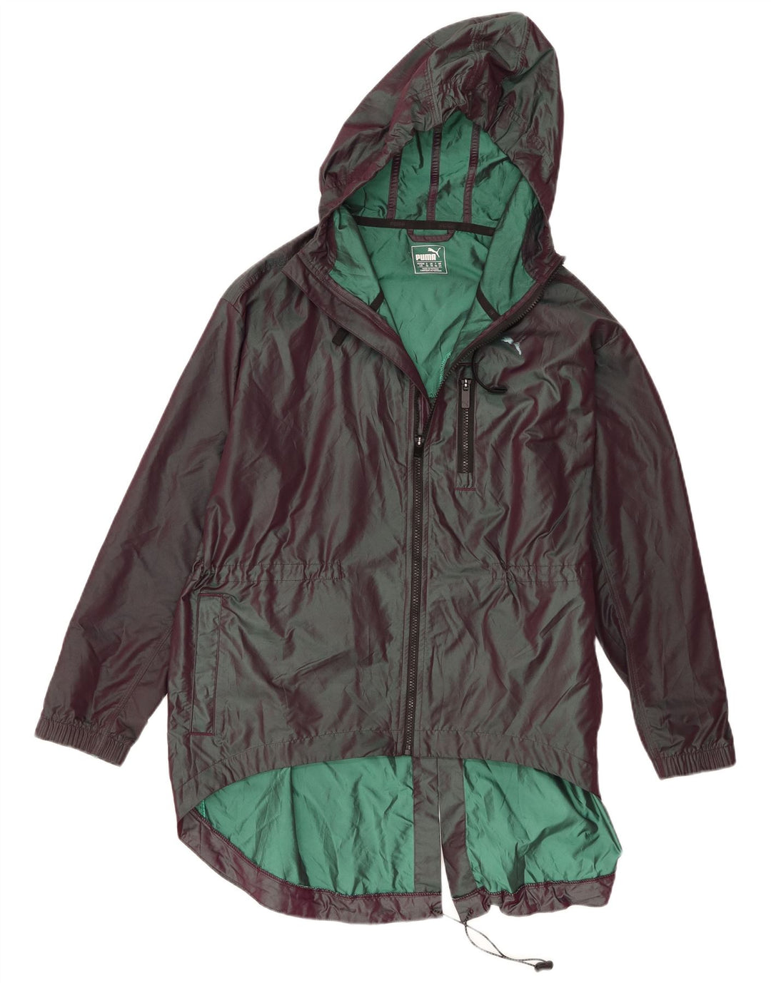 Puma Chaqueta impermeable extragrande con capucha para mujer, talla 40, talla grande, color morado, poliamida