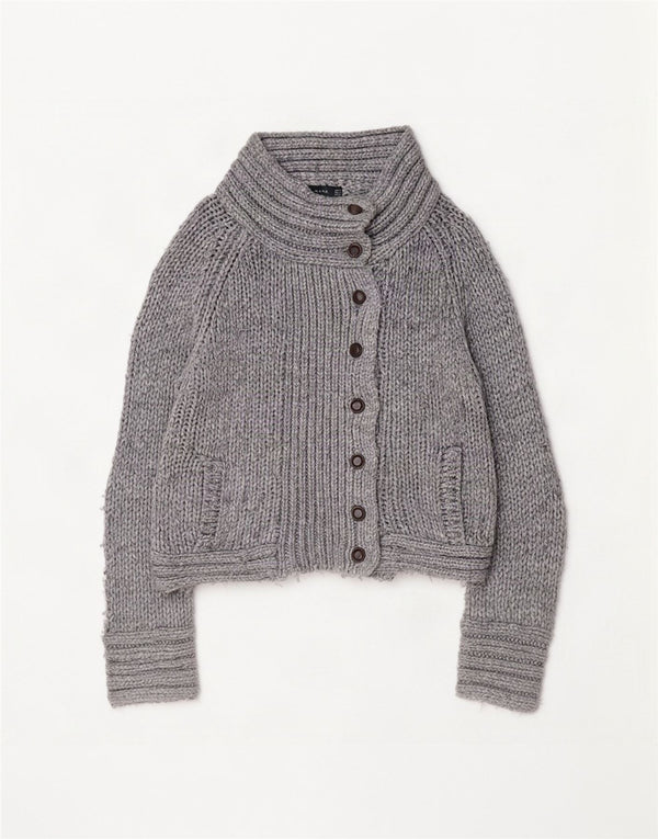 Zara Mujer Cárdigan Suéter UK 44 Acrílico Gris Medio