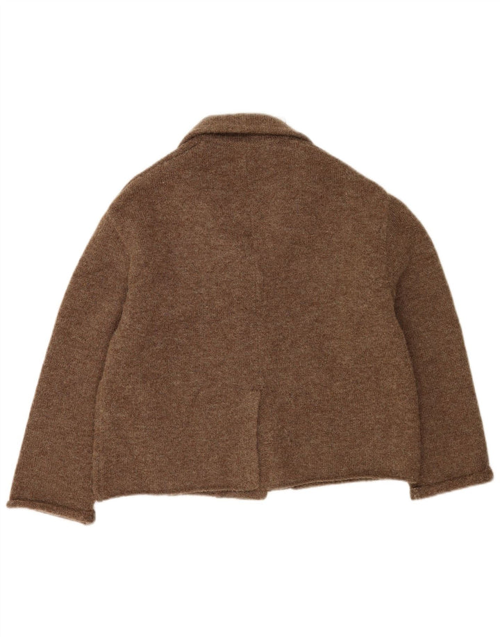 Zara Mujer Suéter Cárdigan Extragrande UK 10 Small Marrón Poliéster