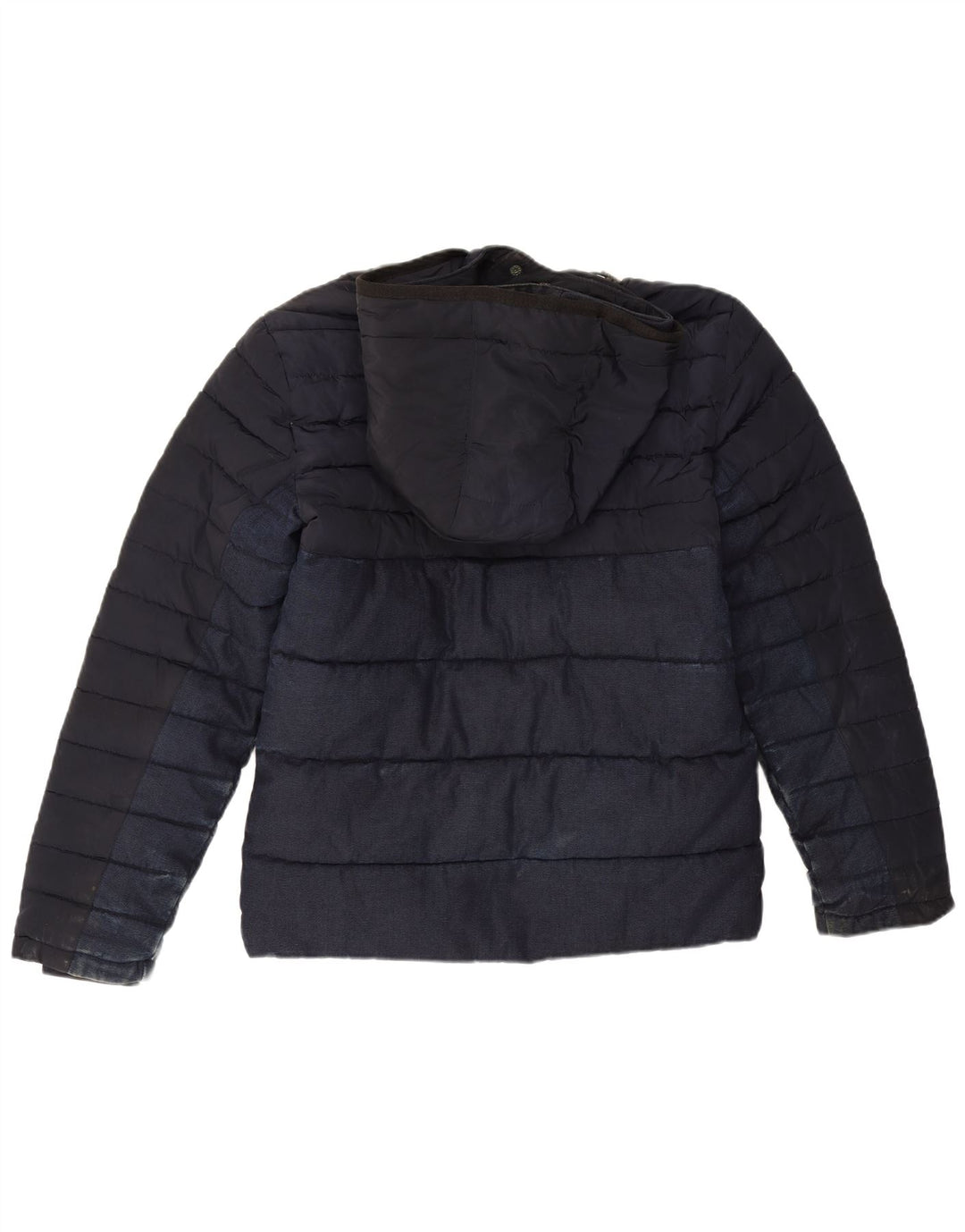 Zara Mens Chaqueta Acolchada Con Capucha UK 36 Small Azul Marino Poliéster