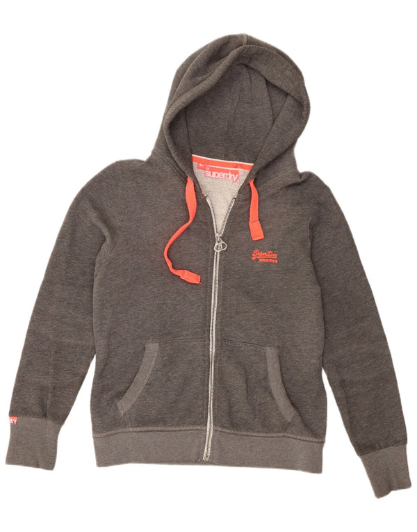 Superdry Suéter con capucha y cremallera para mujer Reino Unido 46 Algodón gris grande