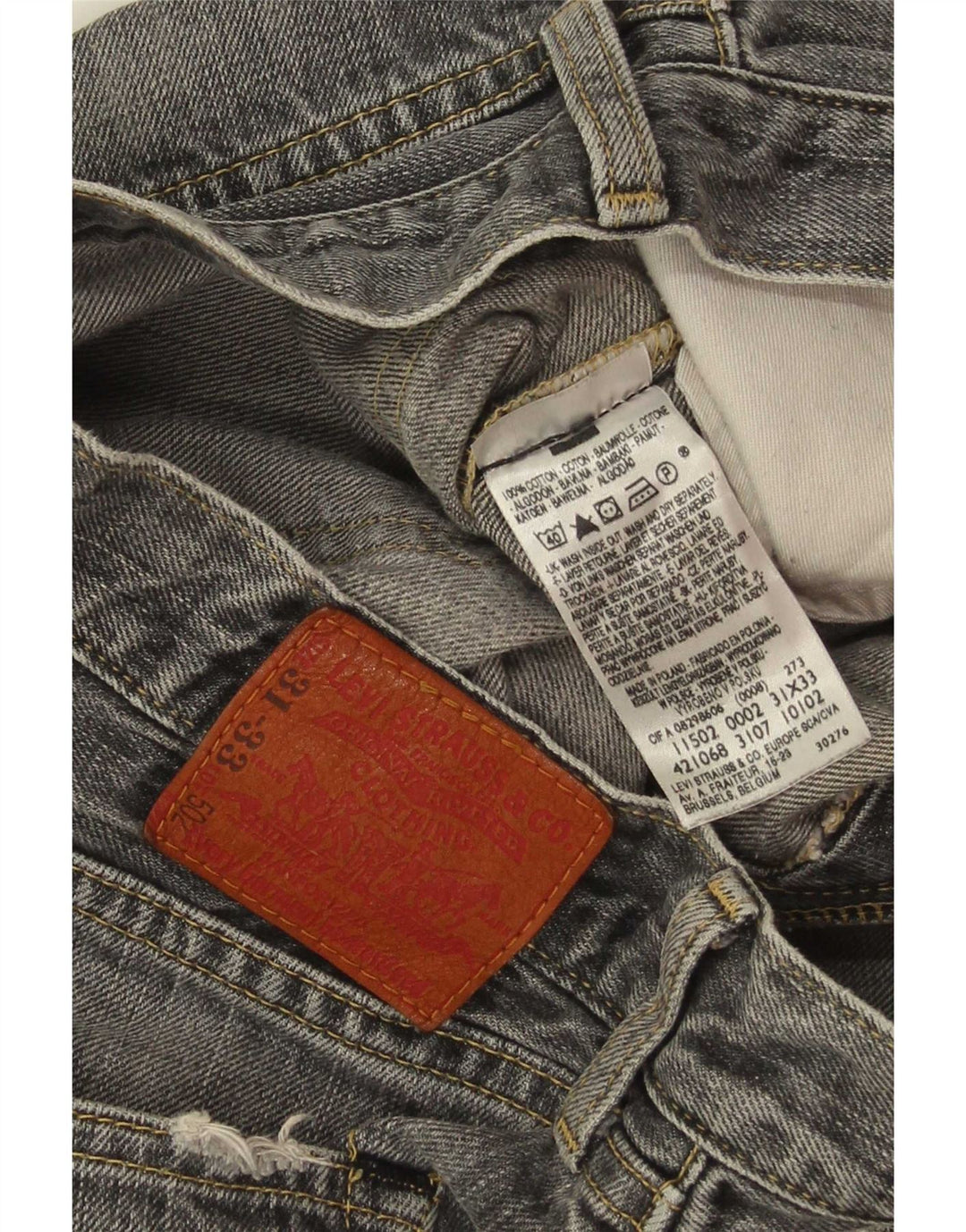 Vaqueros Levi's 502 Tapered para hombre W31 L30 Algodón gris