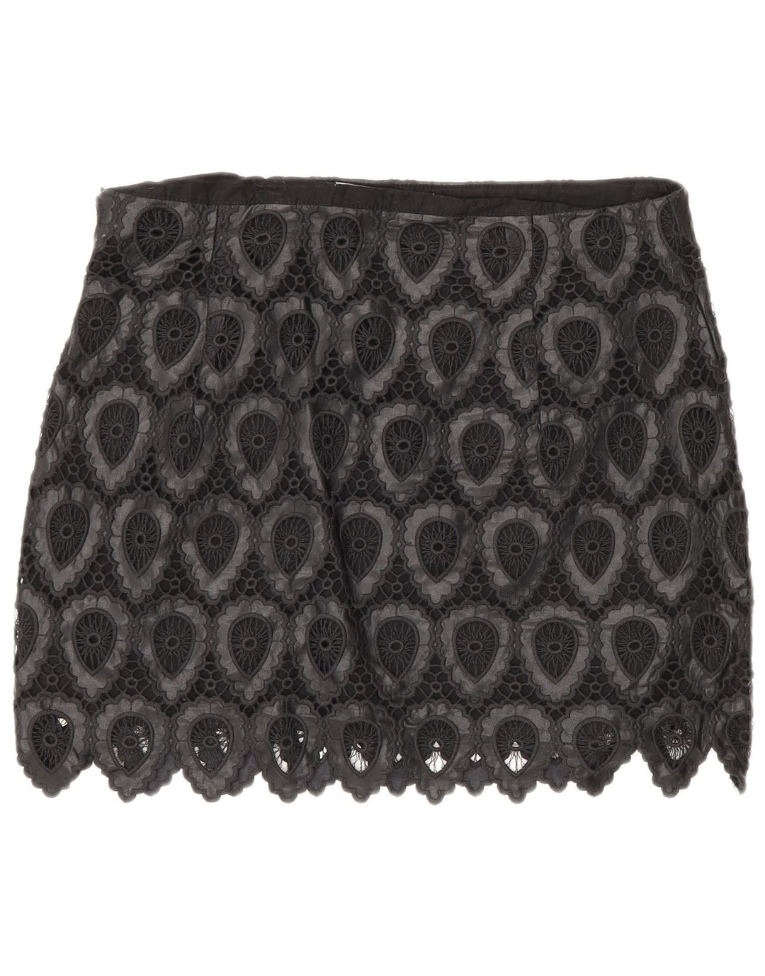 Zara Mujer Mini Falda Grande W30 Negro Geométrico Poliéster