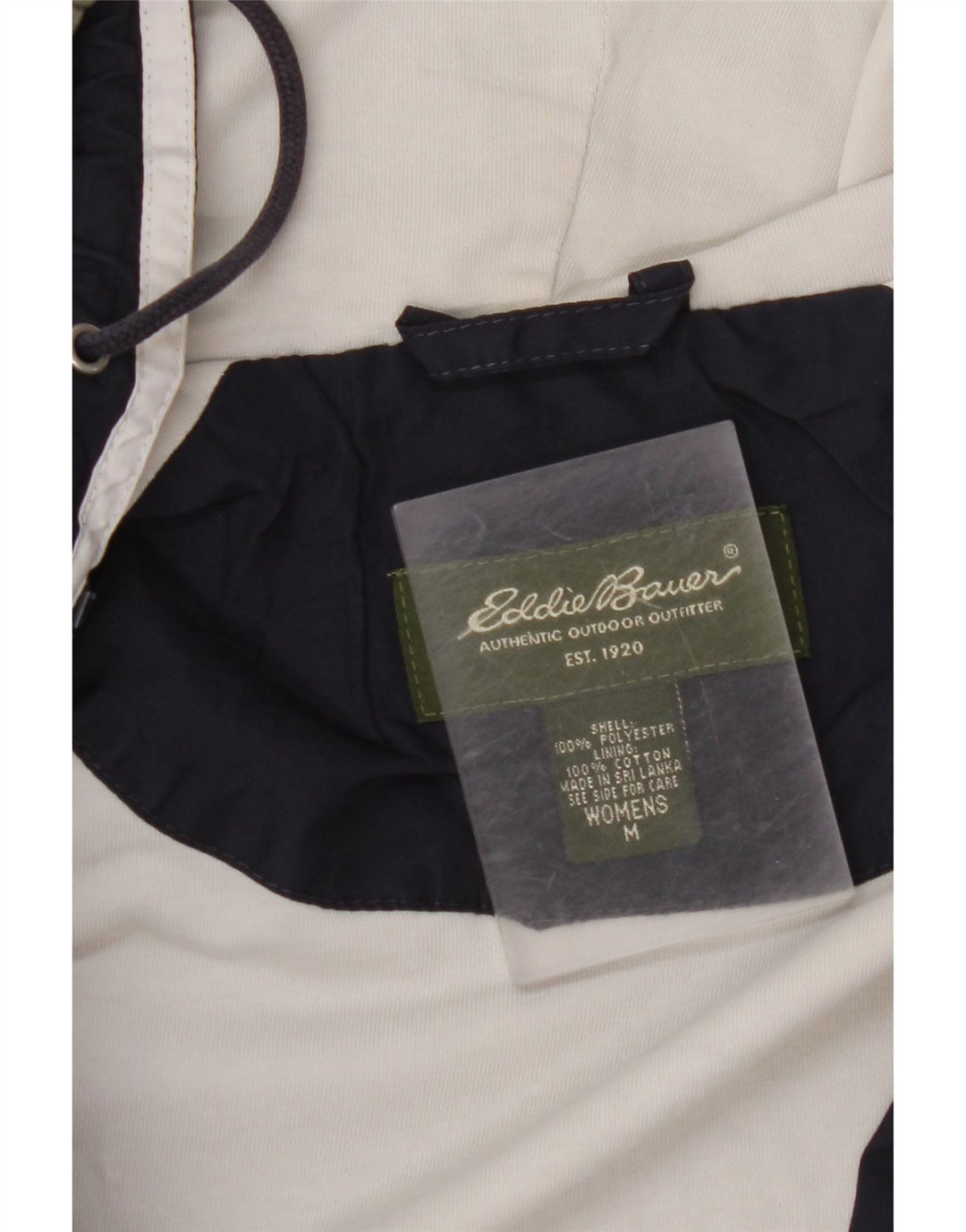 EDDIE BAUER Chaqueta impermeable con capucha para mujer UK 40 Mediana Azul marino Poliéster