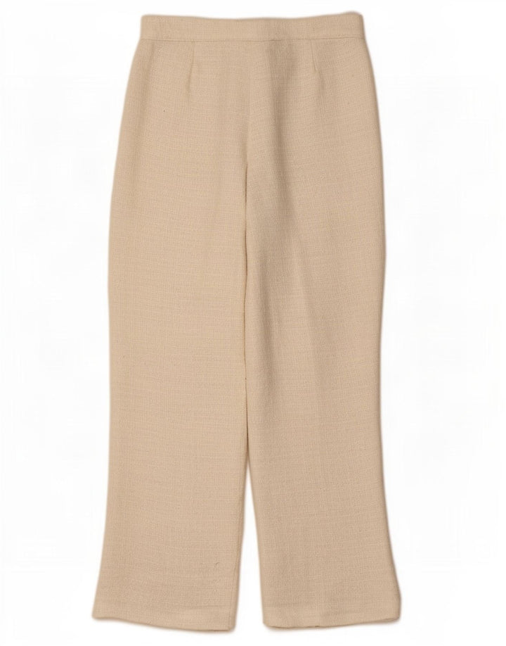 Zara Mujer Pantalón Casual Recto Grande W30 L31 Poliéster Blanco