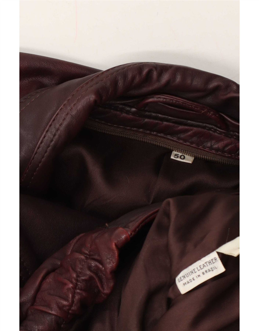 Chaqueta de cuero vintage para hombre IT 50 Grande Borgoña