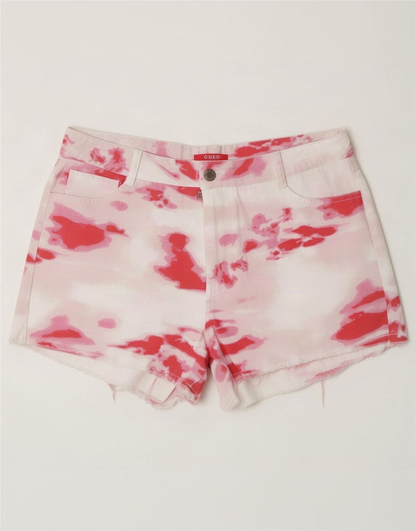 Guess Pantalones cortos de cintura alta para mujer UK 6 XS W30 Algodón teñido anudado rosa