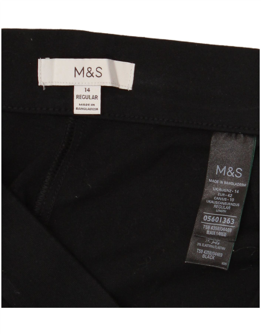 MARKS & SPENCER Pantalones casuales cónicos para mujer UK 40 Large W34 L28 Negro