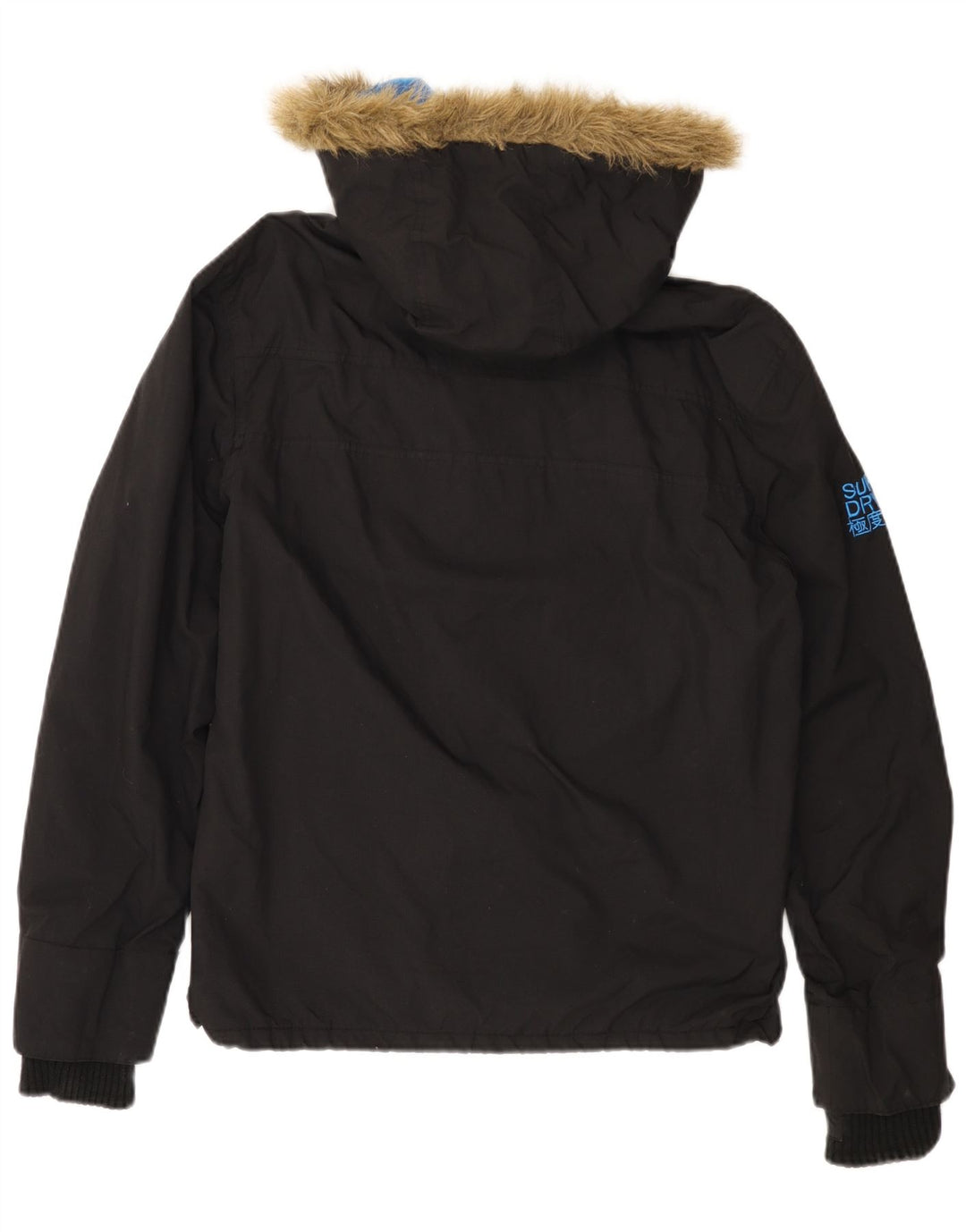 SUPERDRY Chaqueta cortavientos con capucha para hombre, talla 40, color negro