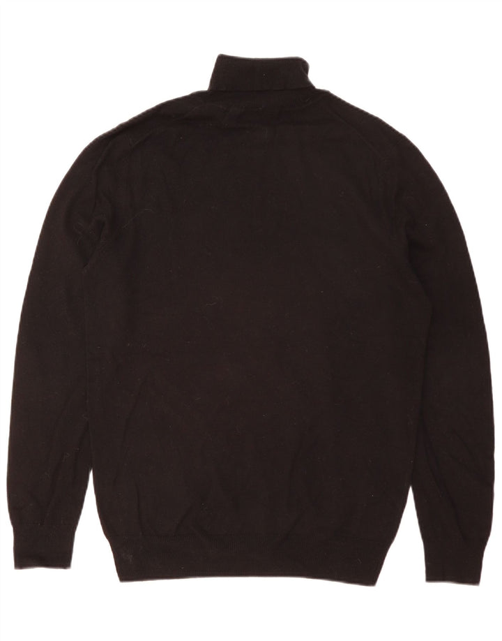 LYLE & SCOTT Jersey con cuello vuelto para hombre, talla pequeña, algodón negro