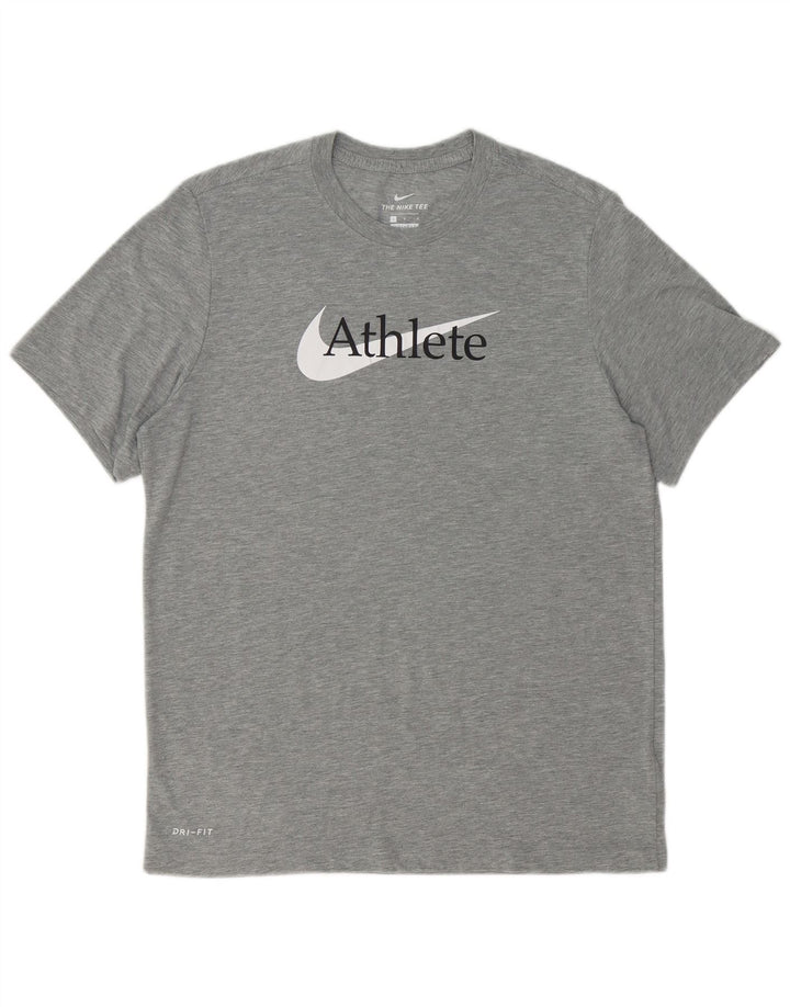 NIKE Camiseta gráfica Dri Fit para hombre Top poliéster gris grande