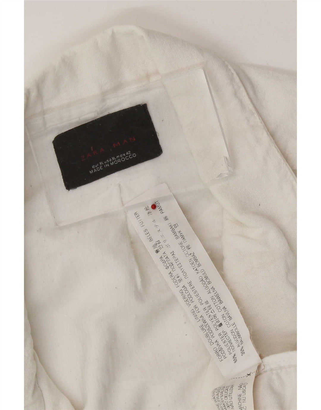Zara Mens Utility Jacket UK 42 XL Blanco Poliéster
