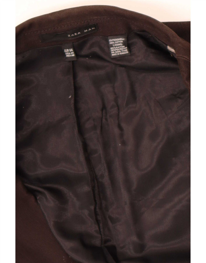 Zara Chaqueta militar de 2 botones para hombre EU 54 XL Algodón marrón